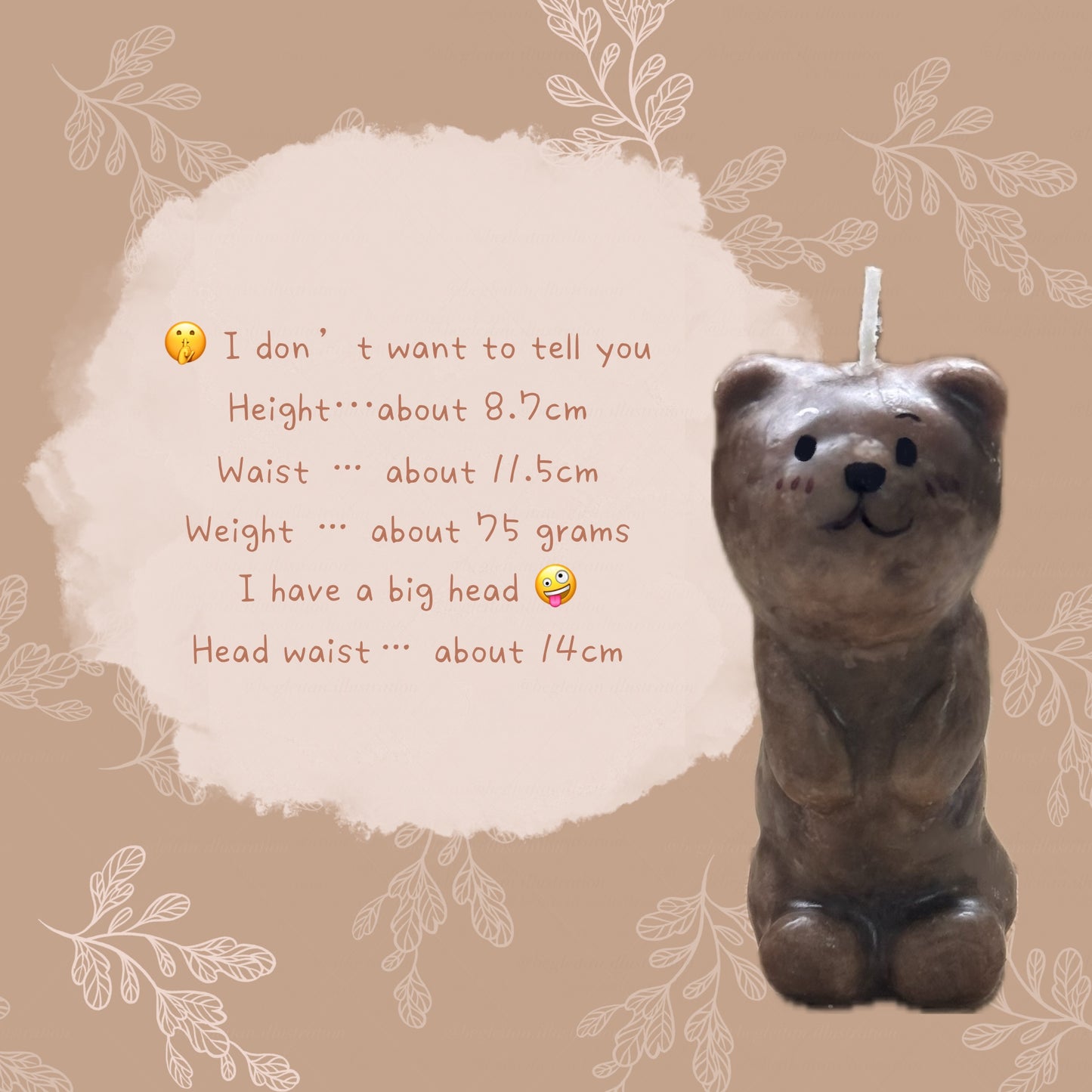 【Begleitan獨家】✨手作蠟燭✨大頭長動物系列~ 長熊 -朱古力
