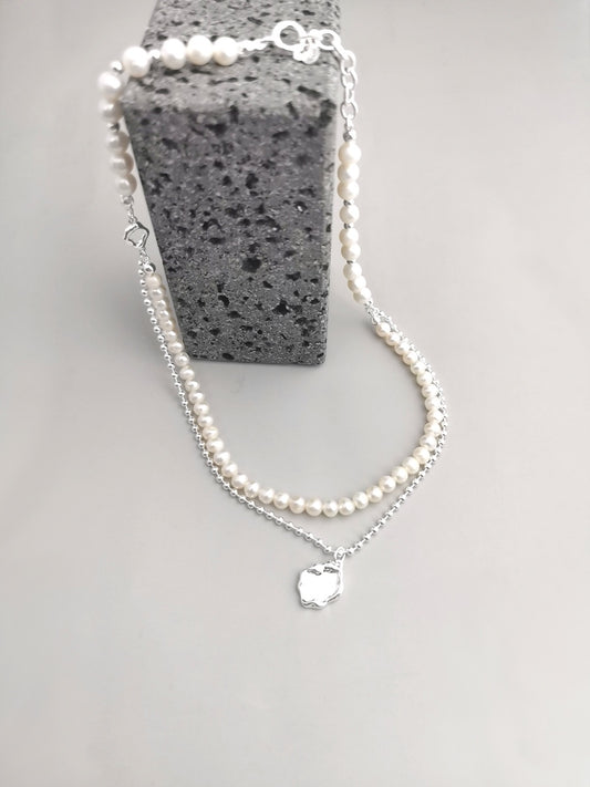 Mirror Series - Natural Pearl Sterling Silver Necklace
