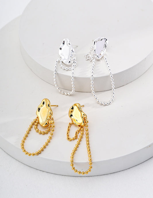 Mirror Series - Lake like Irregular Sterling Silver Earrings