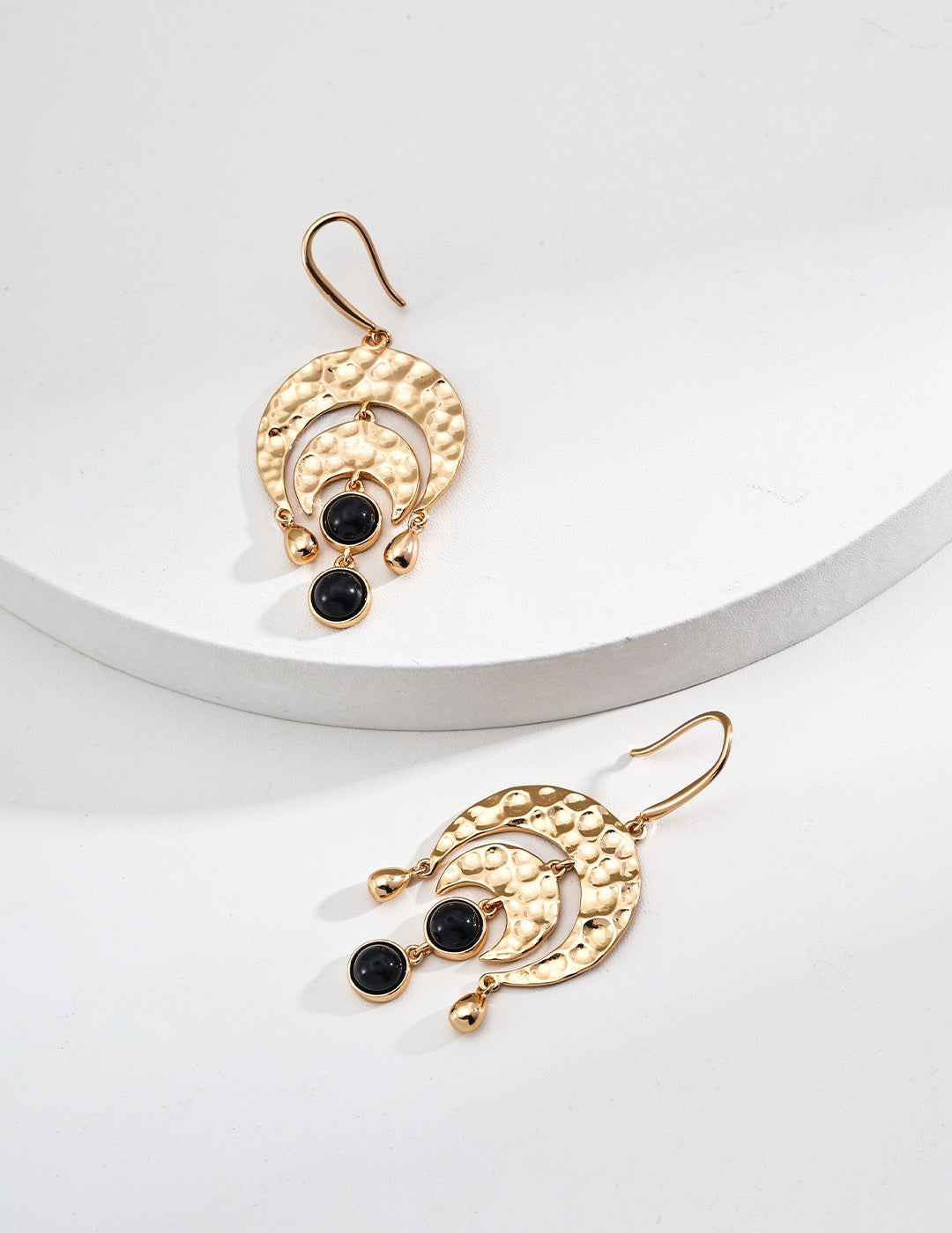 Sterling Silver Black Onyx Agate Earrings