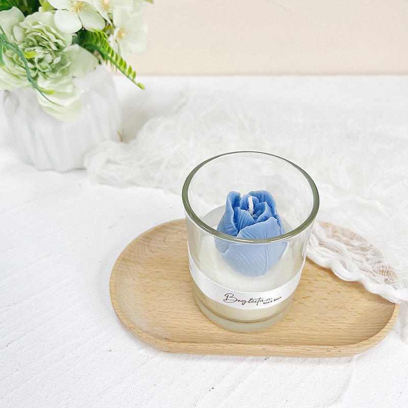 The Tulip Scented Container Candle - Mist Blue