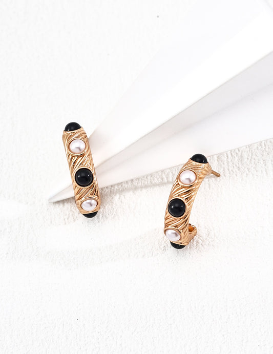 Minimalist Black Agate Earrings