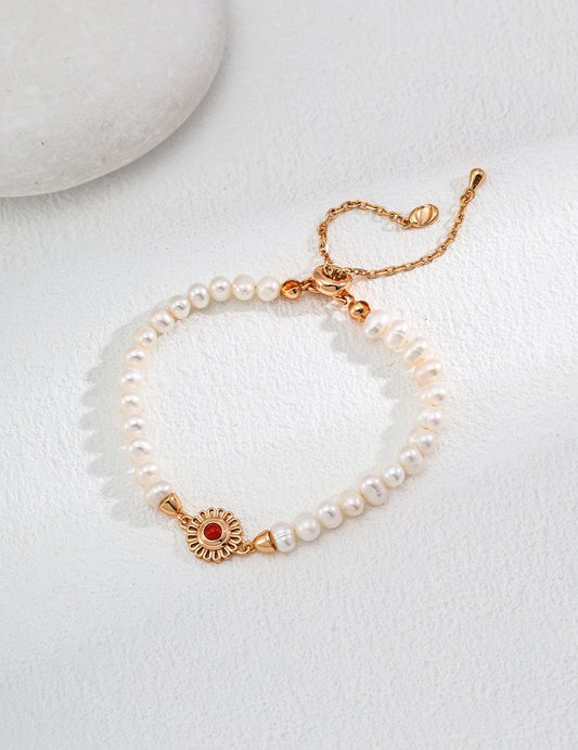 Natural Pearl and Agate Bracelet/Necklace in Sterling Silver