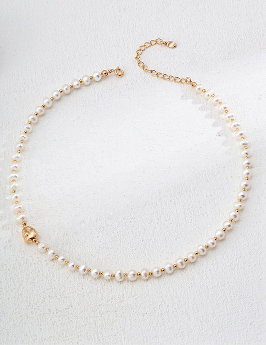 S925 Silver Simple Natural Pearl Necklace/Bracelet Set