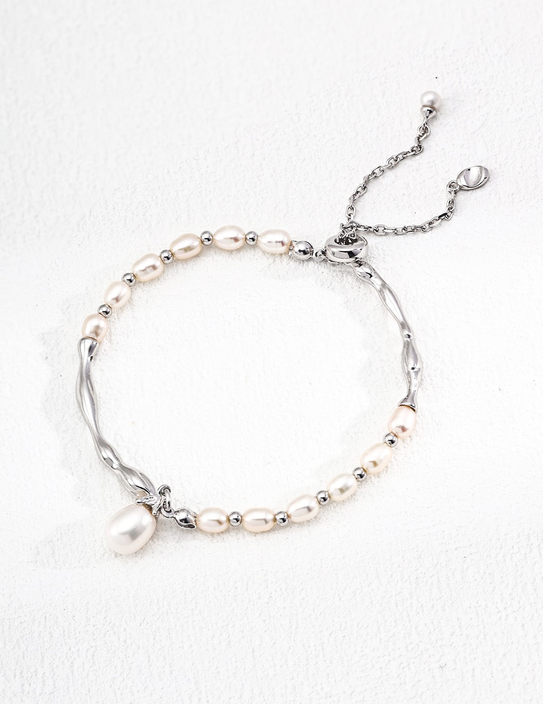 Sterling Silver and Natural Pearl Bracelet