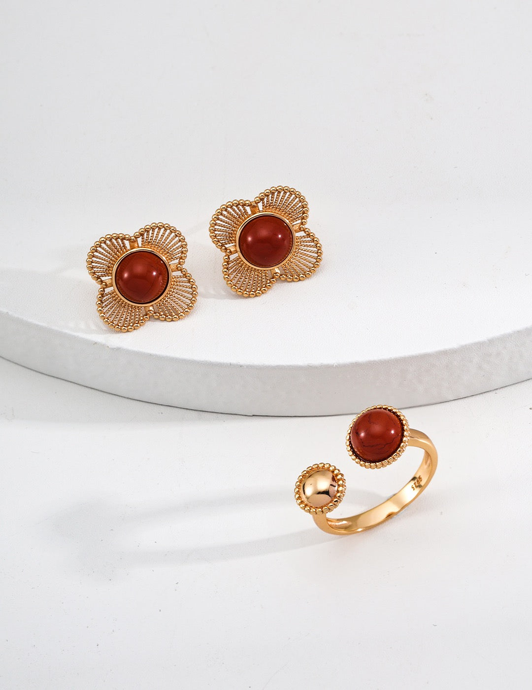 Agate Sterling Silver Earrings in Flower Shape