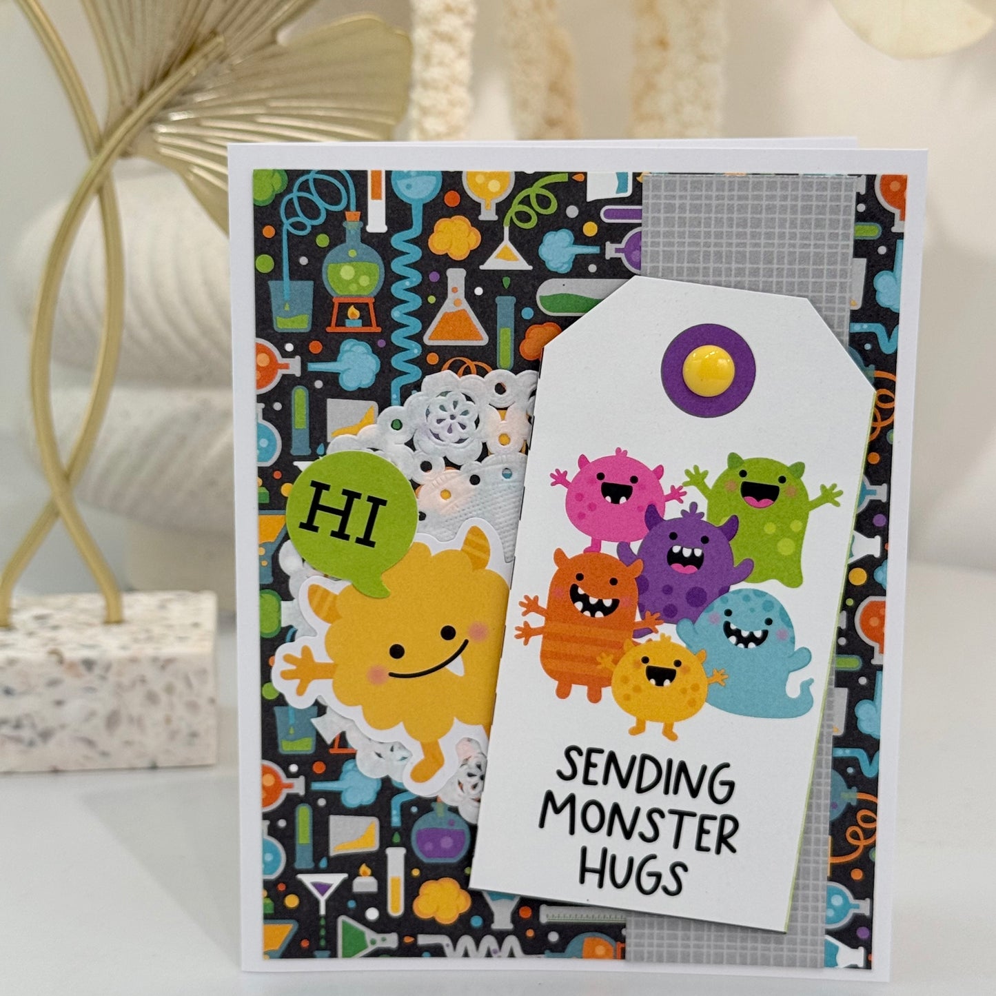 【手作心意卡】豆豉眼小怪獸系列萬用卡- Sending monster hugs