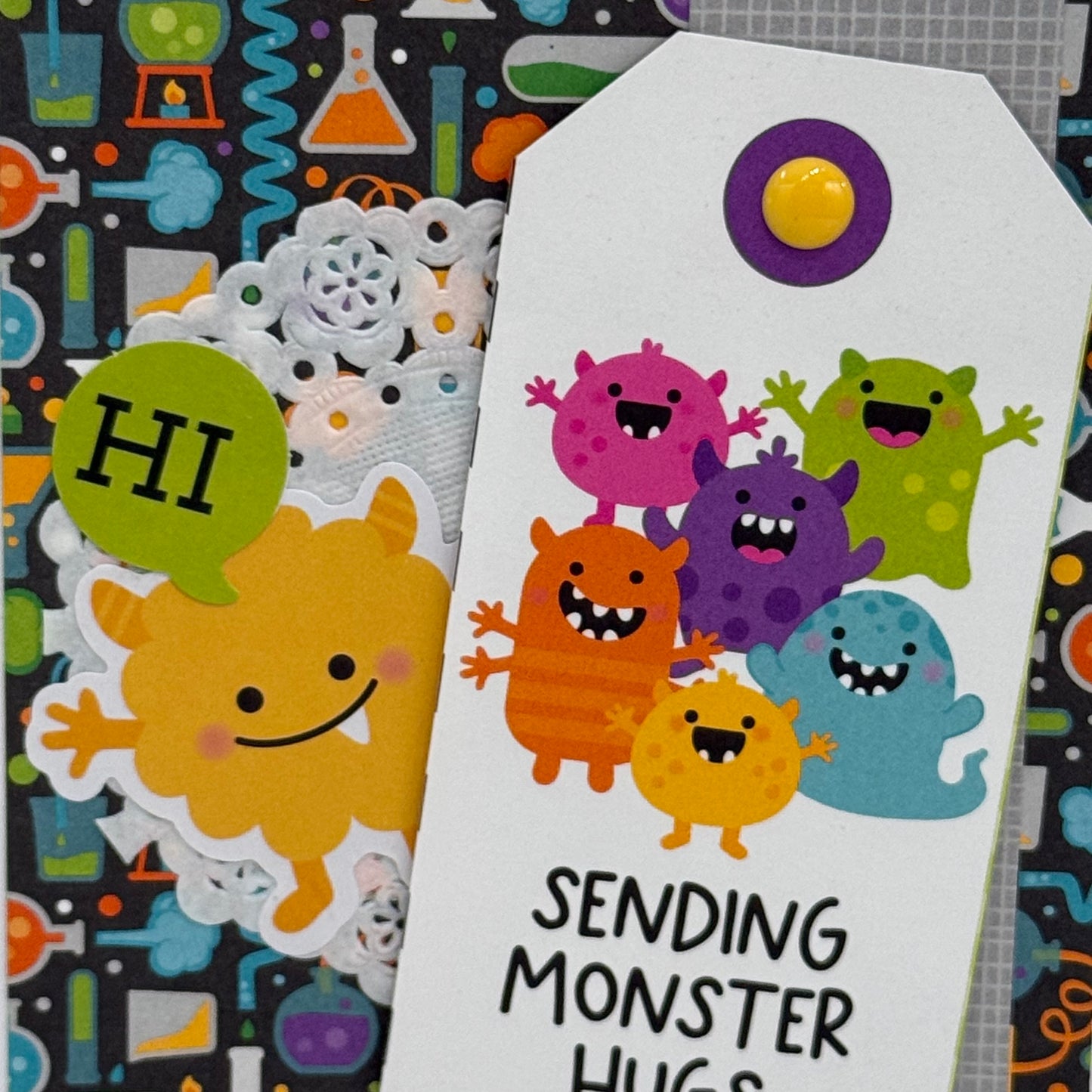 【手作心意卡】豆豉眼小怪獸系列萬用卡- Sending monster hugs