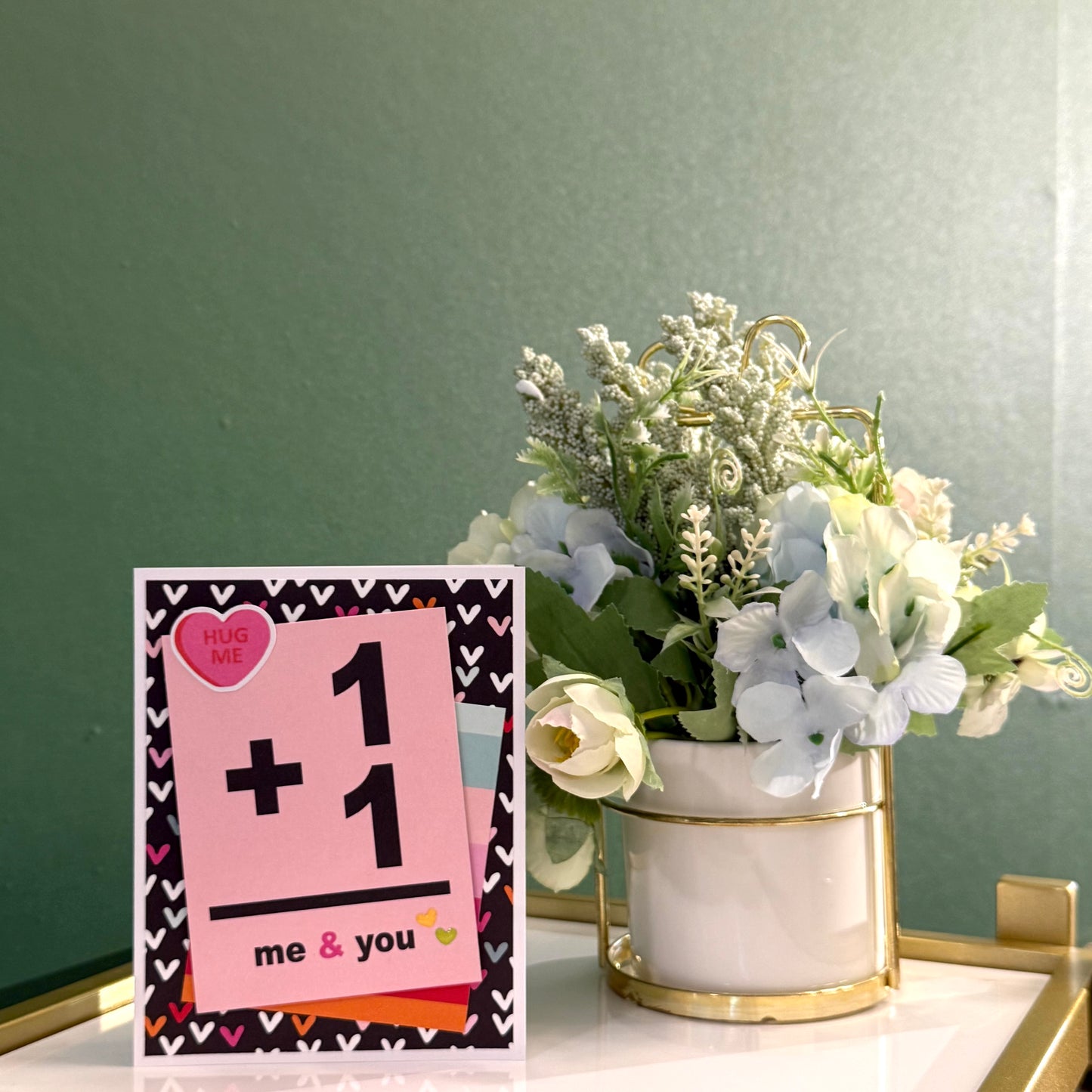 【手作心意卡】心心眼系列情人節卡 - 1 + 1 = me & you