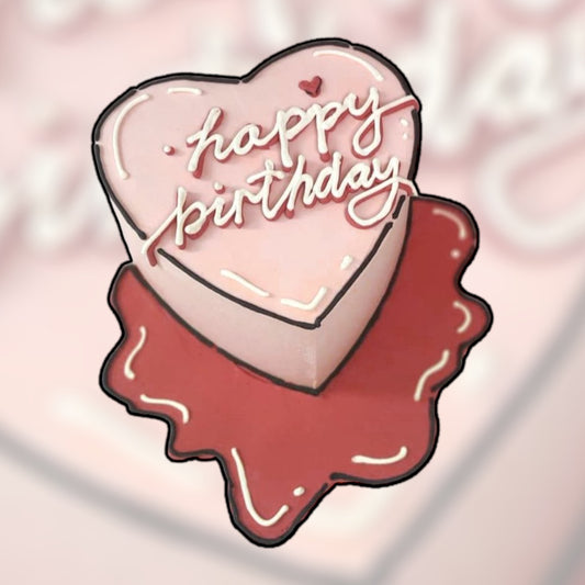 2D手繪風蛋糕造型香氛蠟燭 - 粉紅色心型
