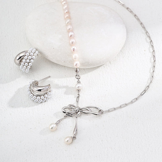 Ribbon & Pearl Designed Necklace