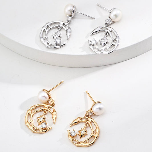 S925 Silver Designed Earring with Pearl & Zircon