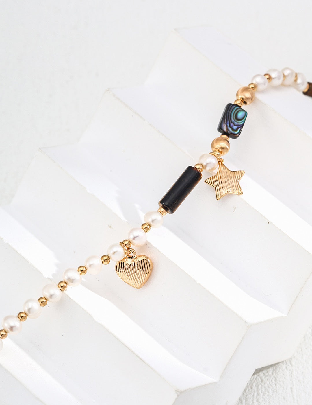Designed Necklace with Natural Pearl & Tiger-Eye Stone