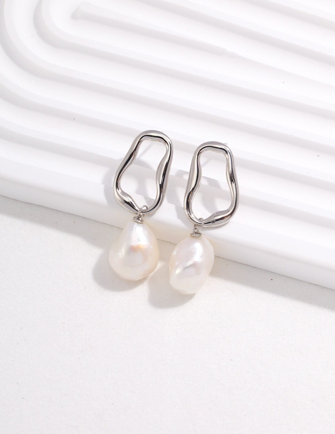 Baroque Shaped Pearl Sterling Earrings