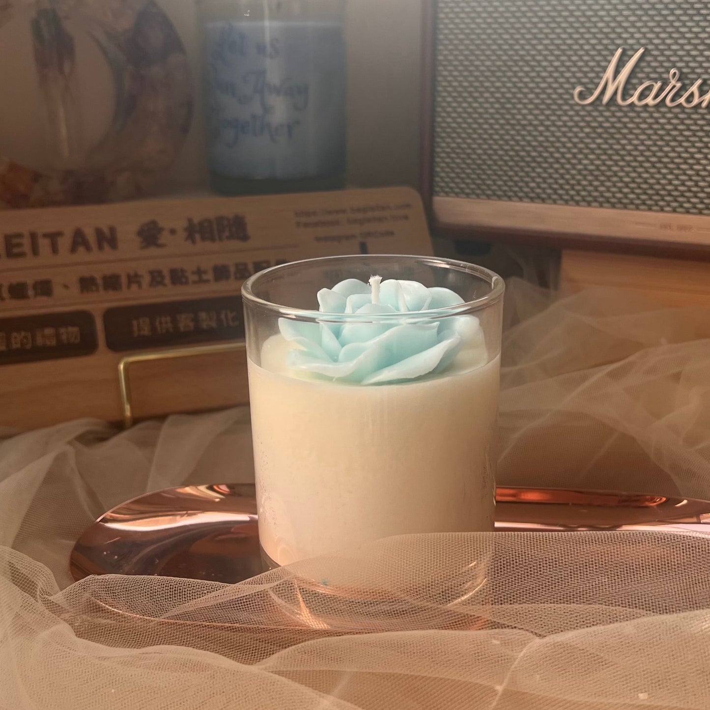 Rose Scented Candle - Blue