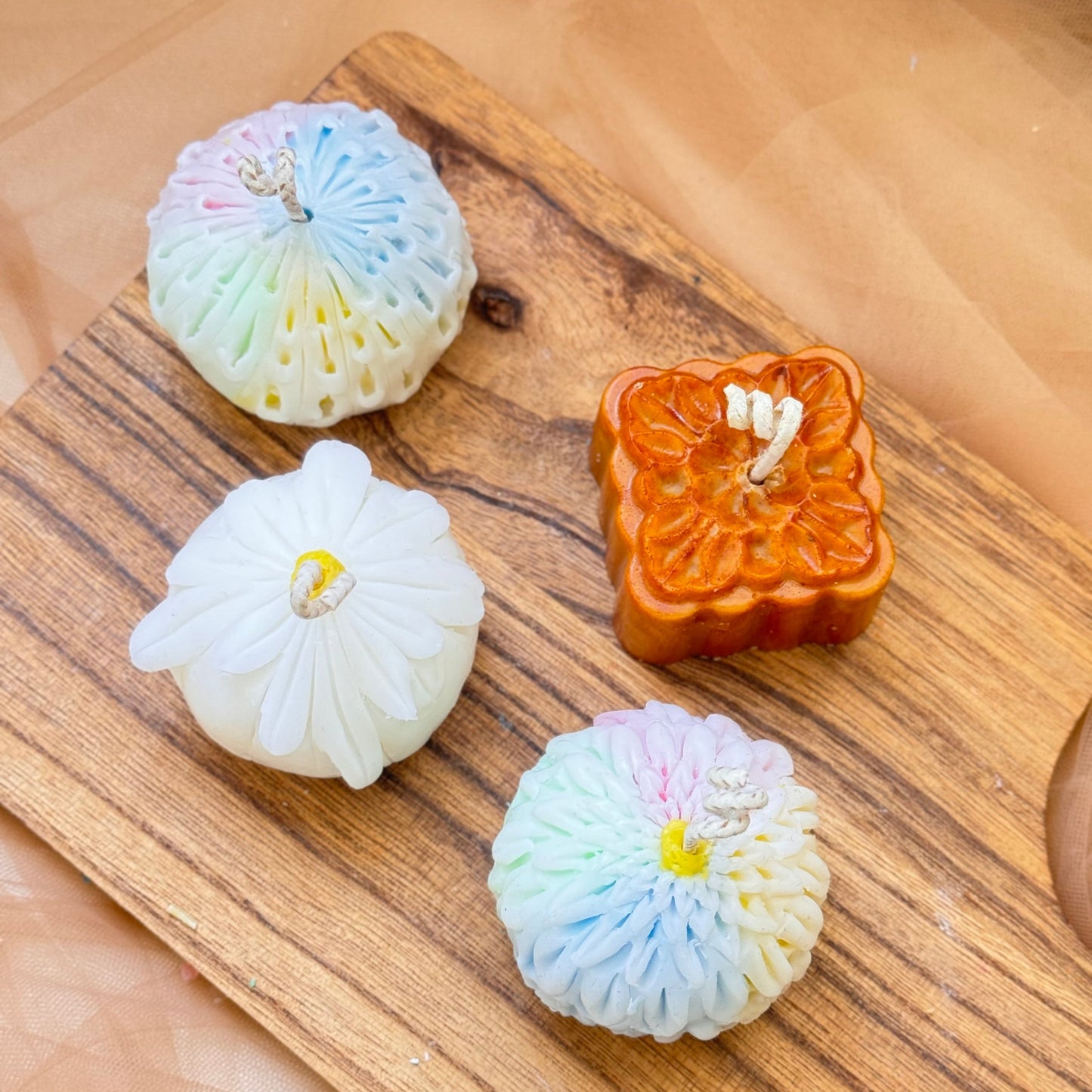 送禮首選 - 手作蠟燭 - 中秋節限定日式和菓子香氛蠟燭禮盒四入
