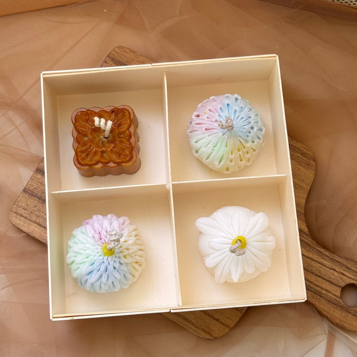 送禮首選 - 手作蠟燭 - 中秋節限定日式和菓子香氛蠟燭禮盒四入