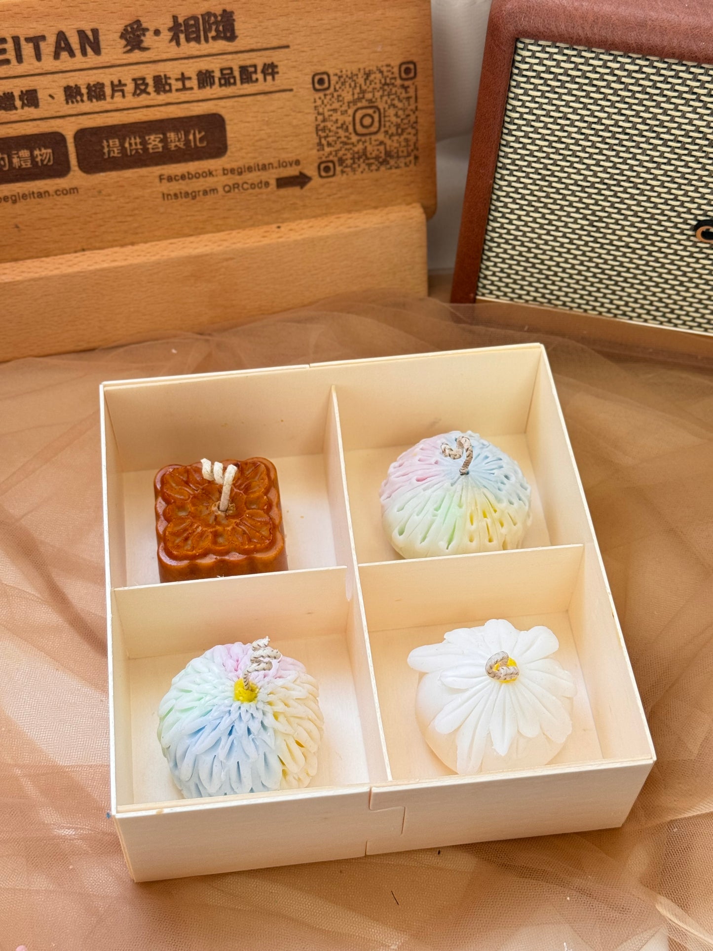 送禮首選 - 手作蠟燭 - 中秋節限定日式和菓子香氛蠟燭禮盒四入
