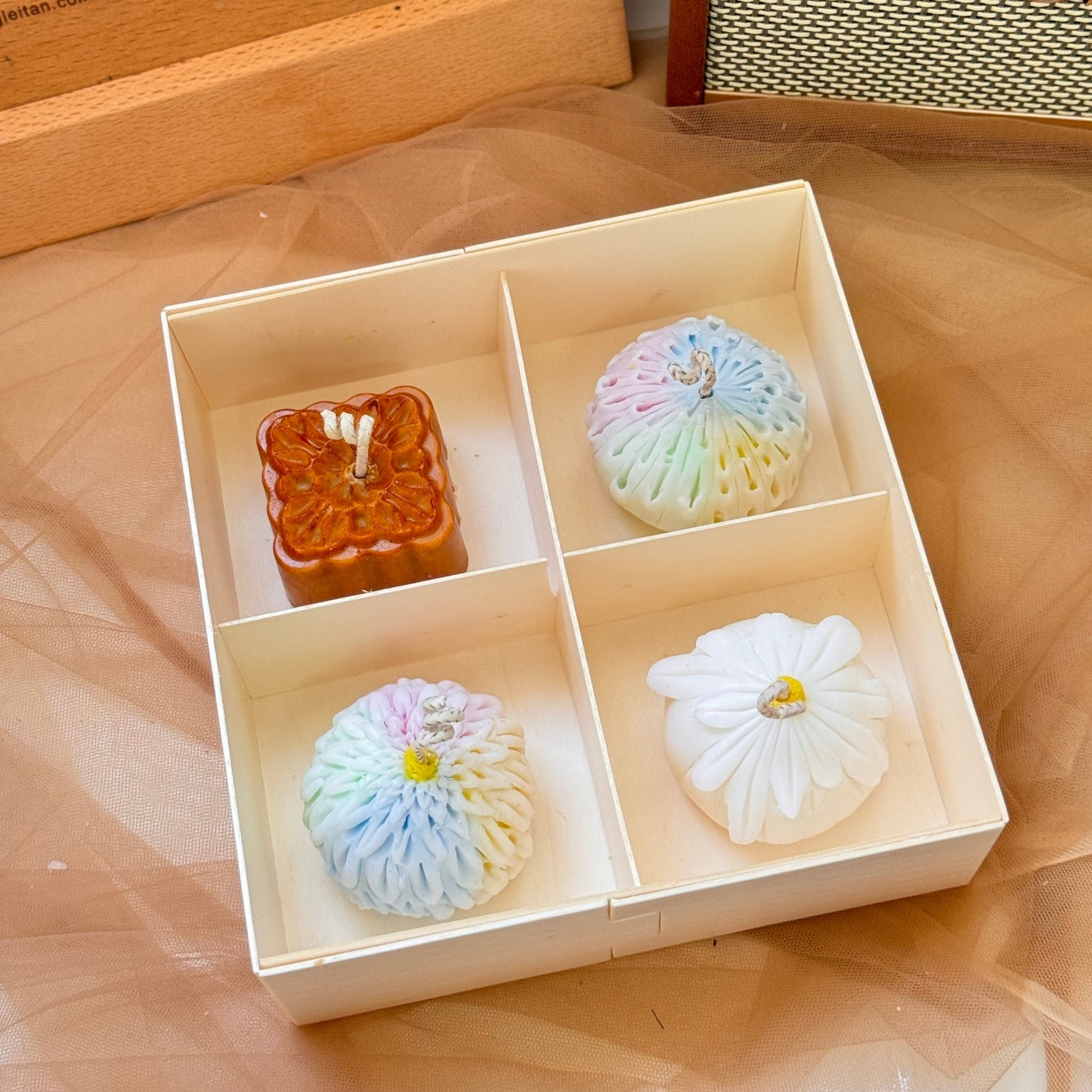 送禮首選 - 手作蠟燭 - 中秋節限定日式和菓子香氛蠟燭禮盒四入