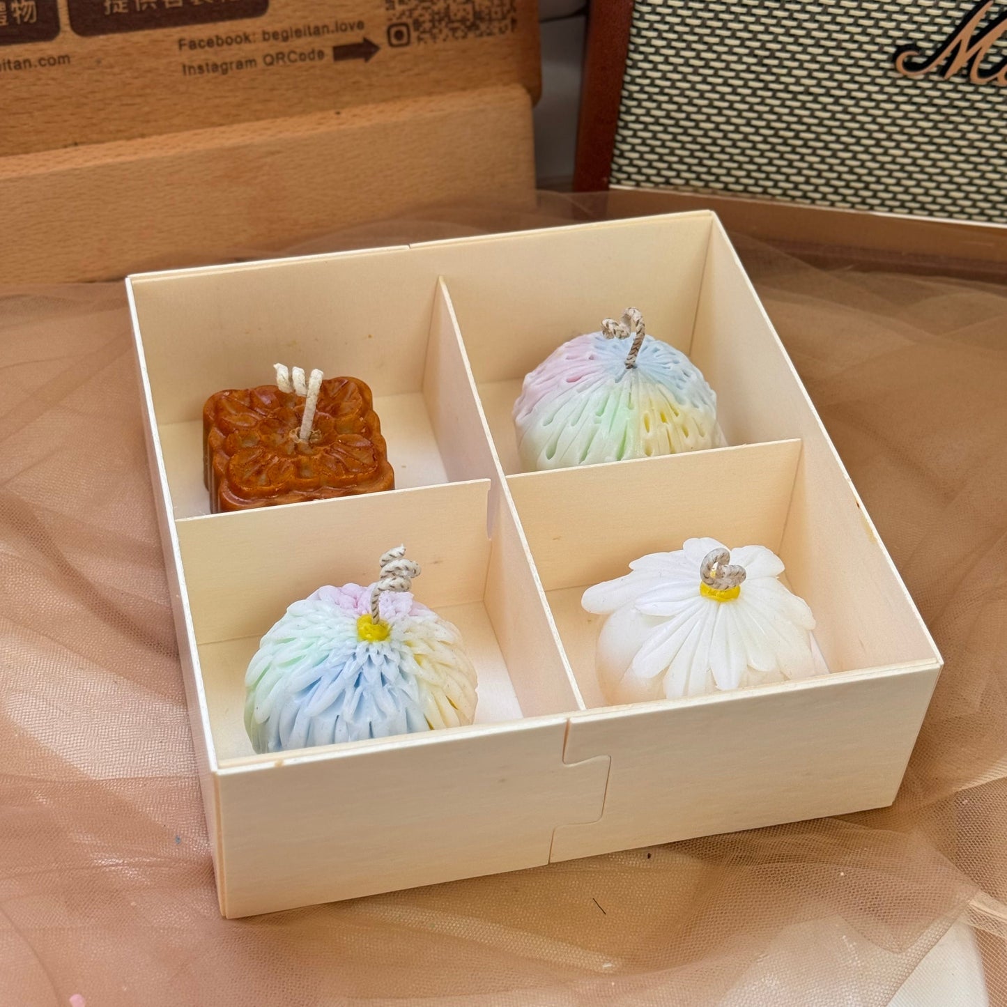 送禮首選 - 手作蠟燭 - 中秋節限定日式和菓子香氛蠟燭禮盒四入