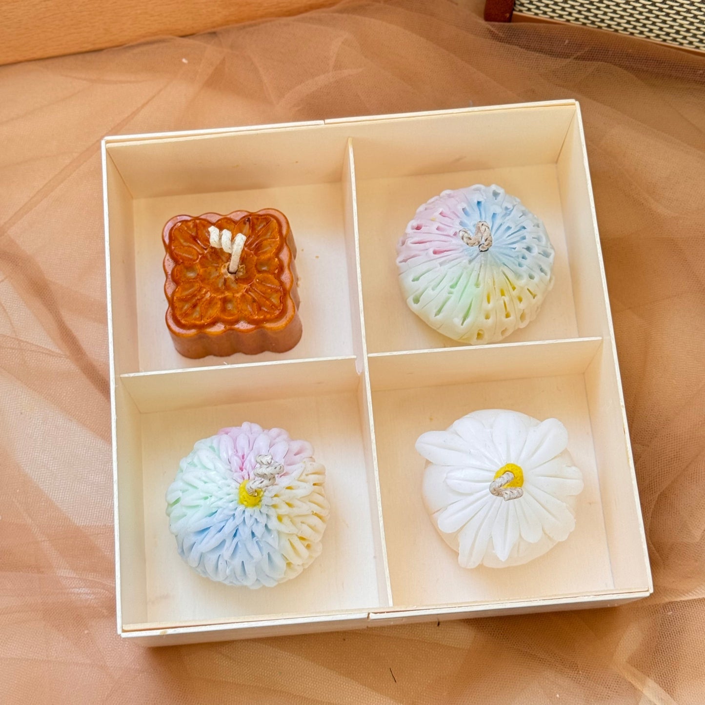 送禮首選 - 手作蠟燭 - 中秋節限定日式和菓子香氛蠟燭禮盒四入