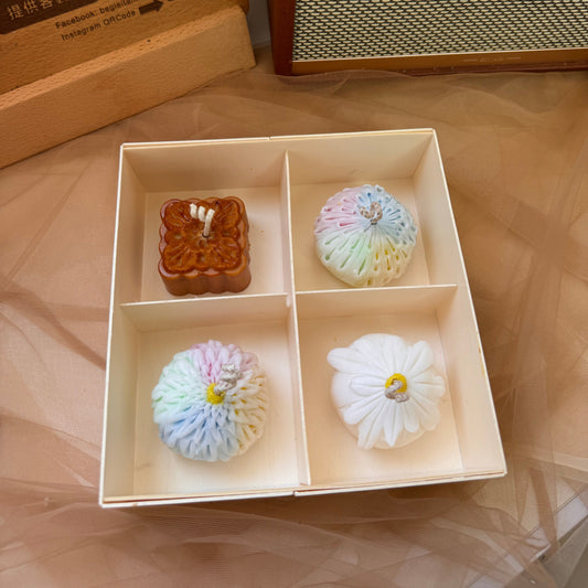 送禮首選 - 手作蠟燭 - 中秋節限定日式和菓子香氛蠟燭禮盒四入