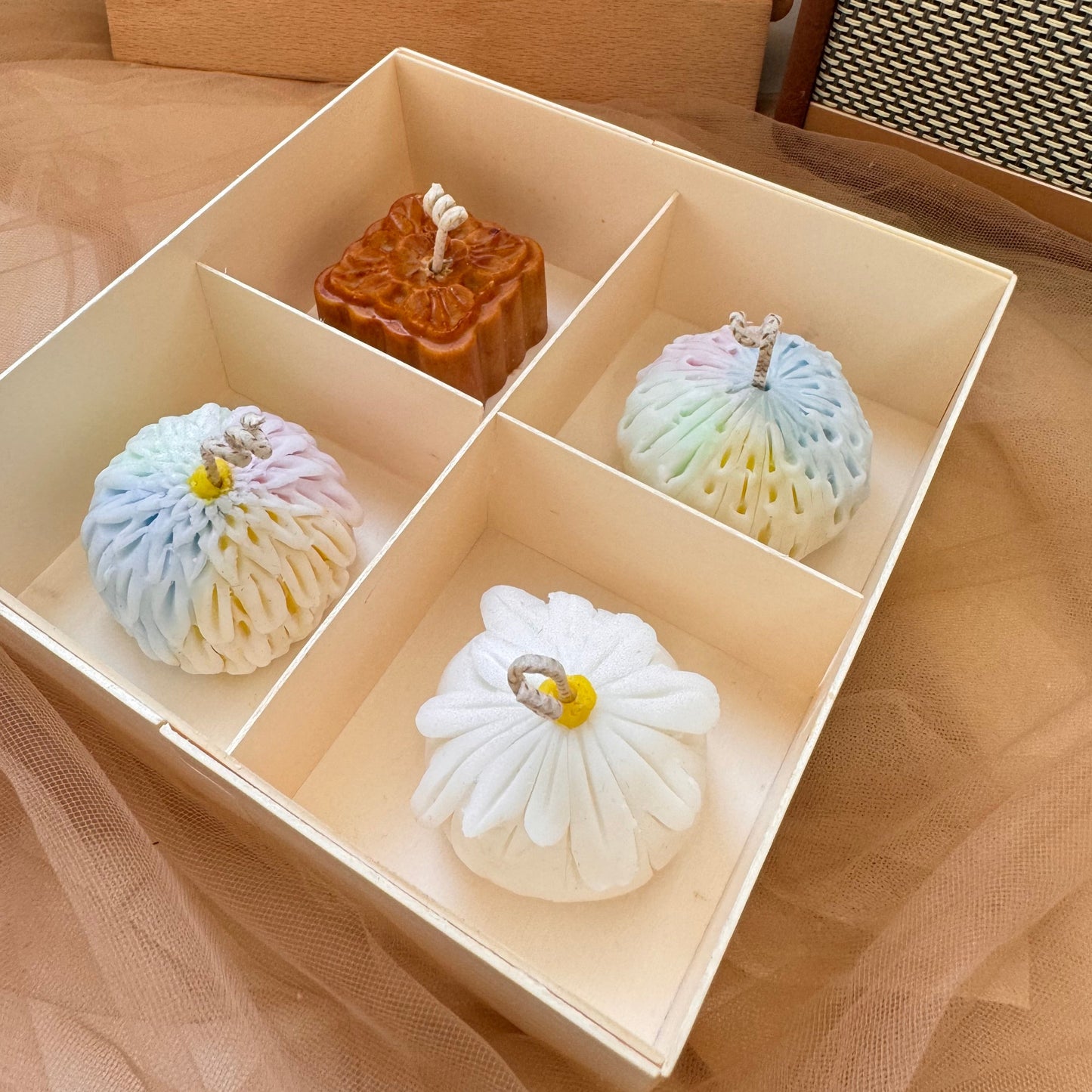 送禮首選 - 手作蠟燭 - 中秋節限定日式和菓子香氛蠟燭禮盒四入