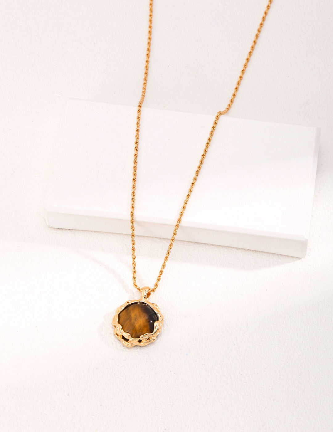 Golden Lava Tiger Eye Pendant Necklace