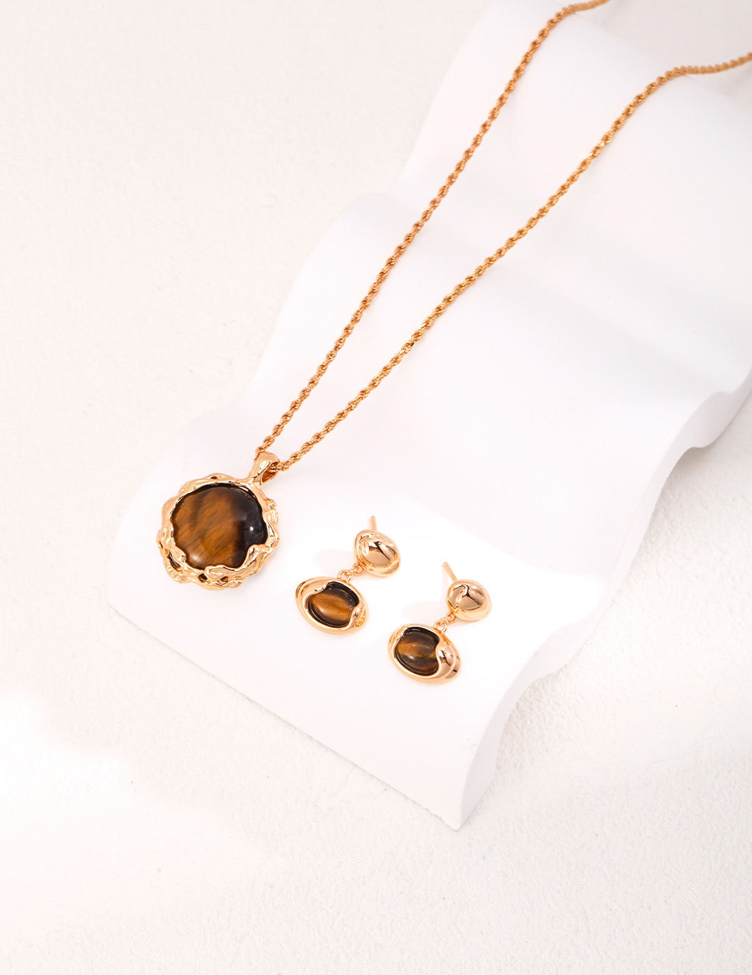 Golden Lava Tiger Eye Pendant Necklace