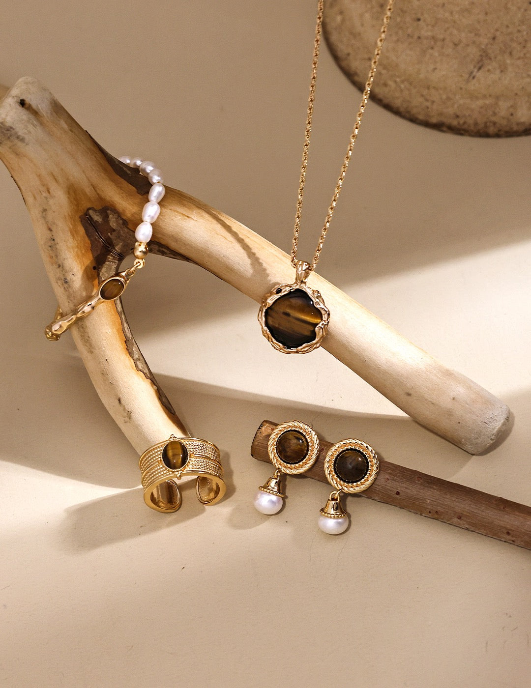 Golden Lava Tiger Eye Pendant Necklace