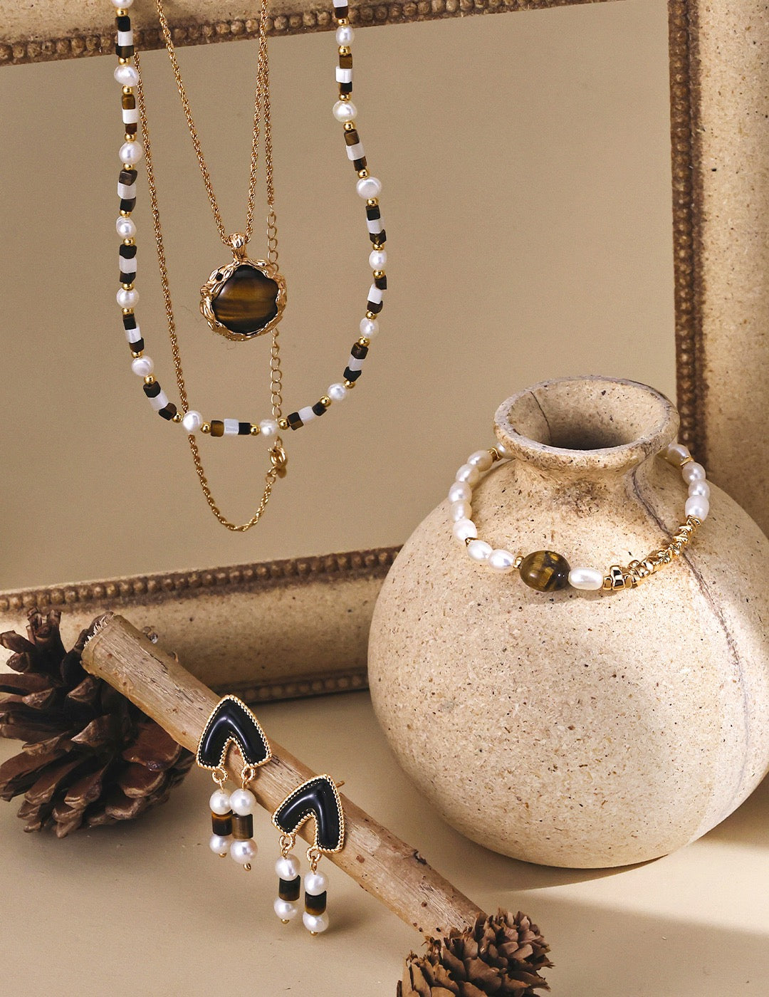Golden Lava Tiger Eye Pendant Necklace
