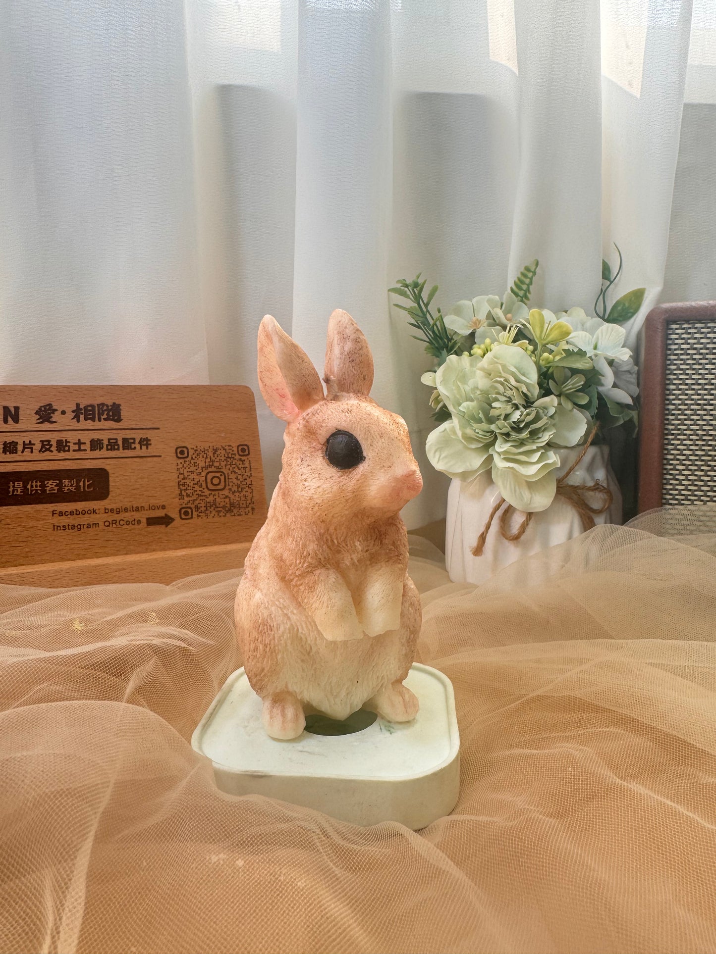 守護小灰兔香氛蠟燭 - 啡色