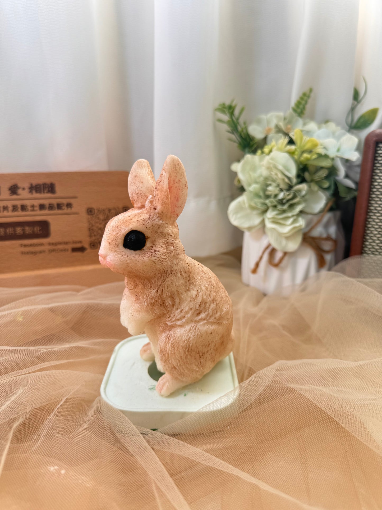 守護小灰兔香氛蠟燭 - 啡色