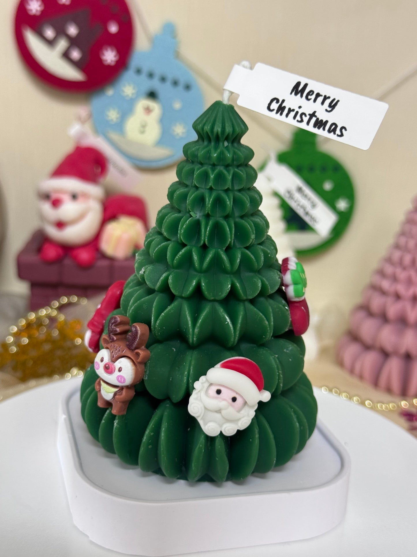 Handmade candles✨ Christmas Tree Scented Candle with Decoration