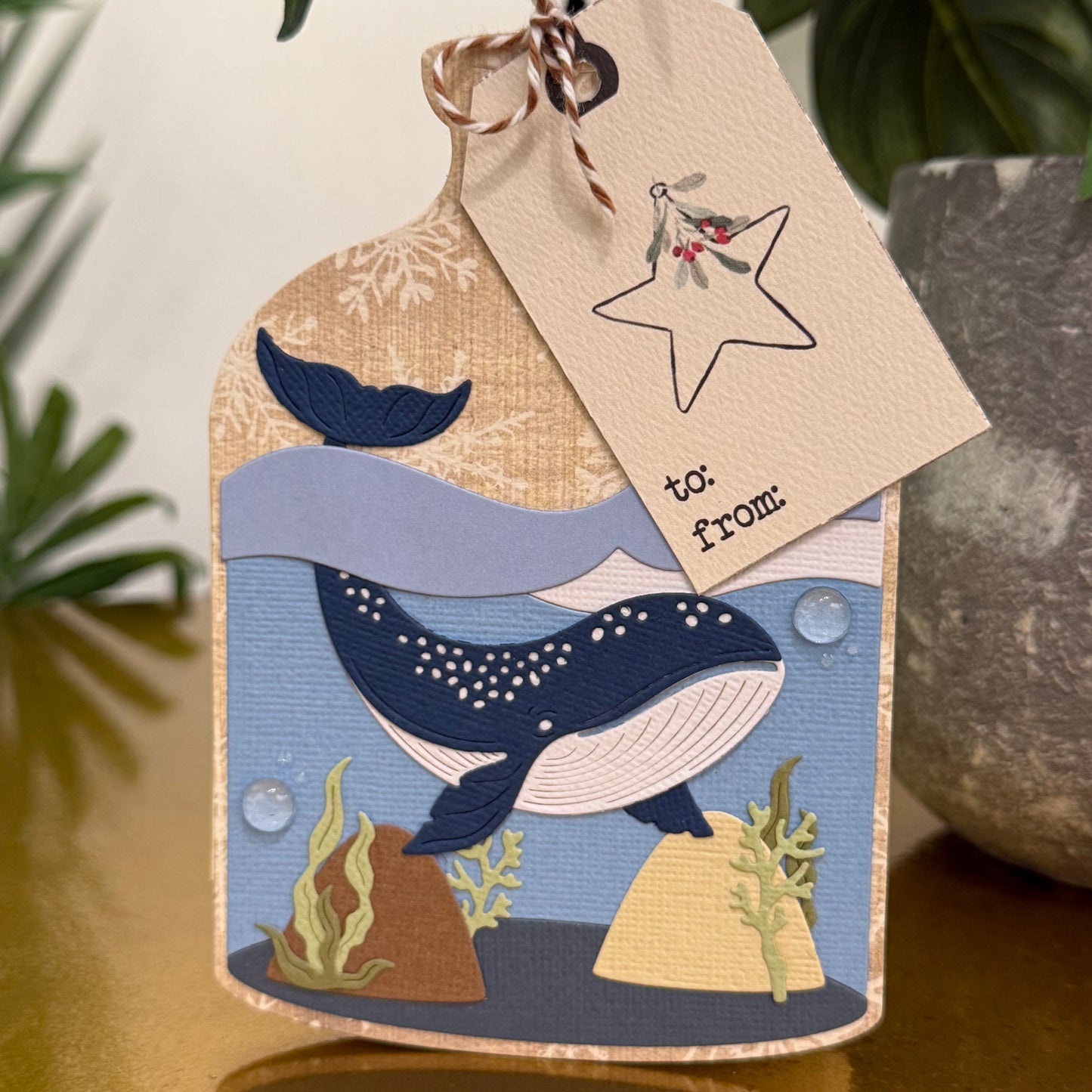 【手作心意卡】鯨魚飄流瓶聖誕卡系列 - 款式C