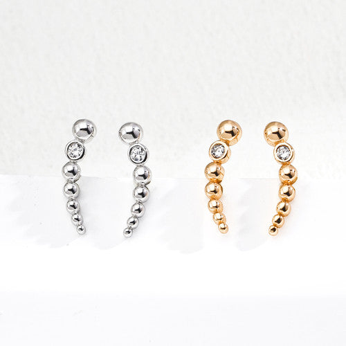 Beaded Design Zircon Earrings (Convertible Style, Not Sold Separately)