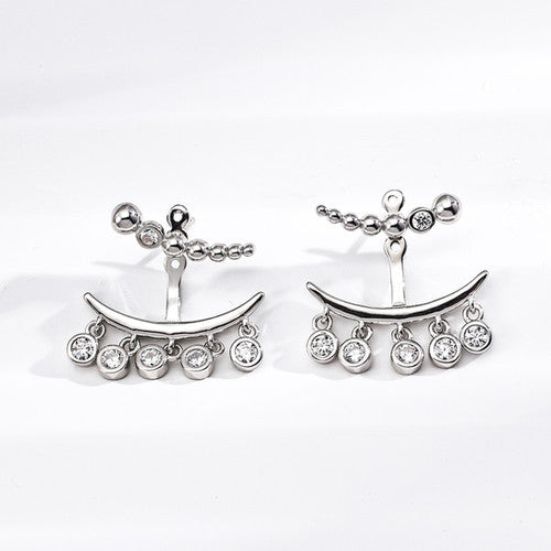 Beaded Design Zircon Earrings (Convertible Style, Not Sold Separately)