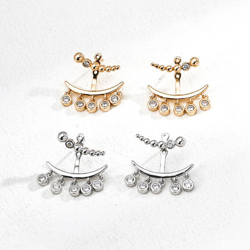 Beaded Design Zircon Earrings (Convertible Style, Not Sold Separately)