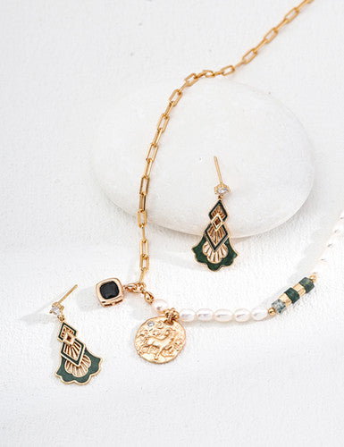Christmas Tree Enamel & Cubic Zirconia Drop Earrings