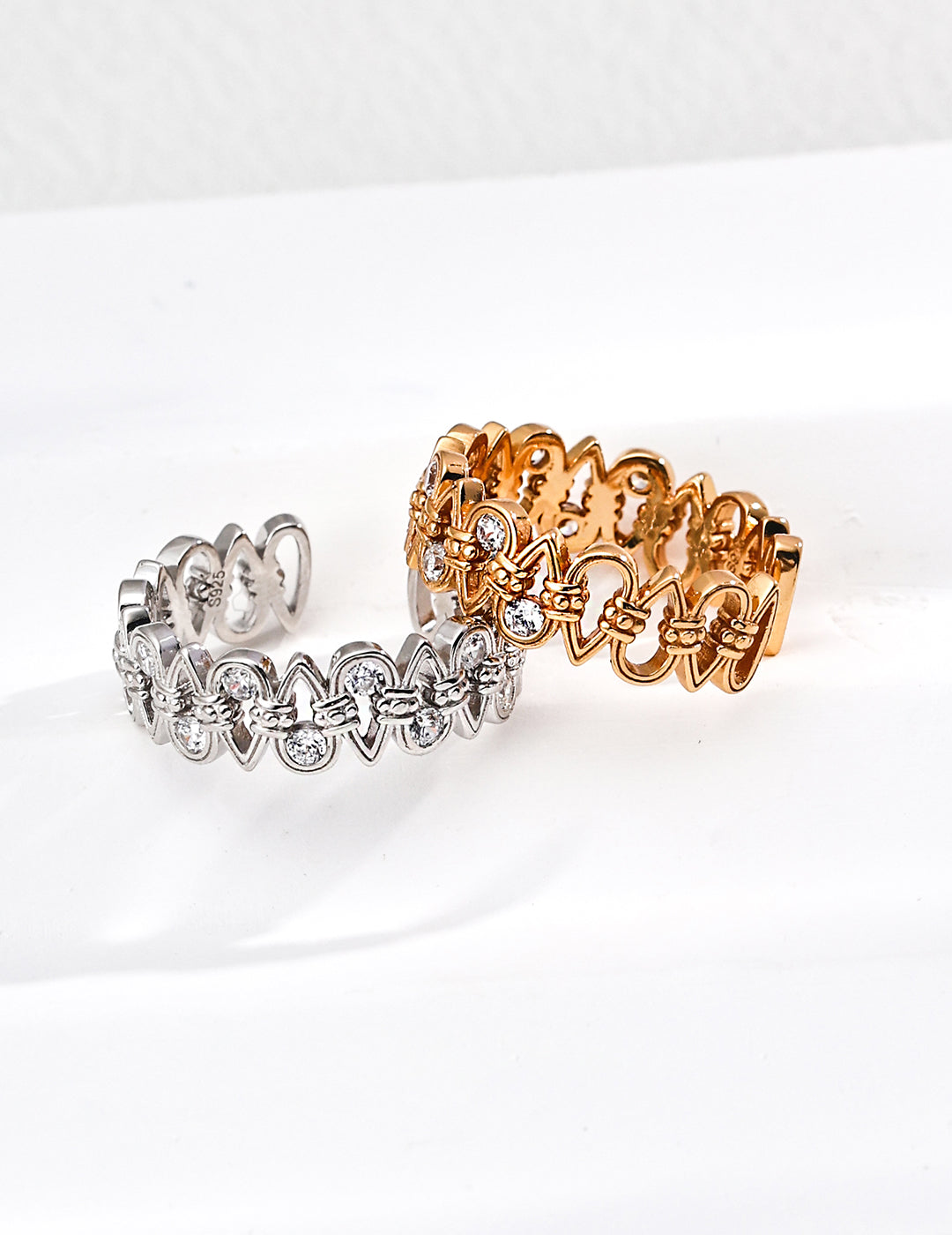 Moonlit Treasure S925 Silver Crown Ring – Luxurious Braided Design