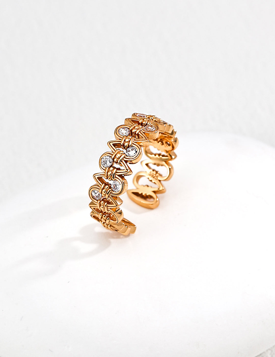 Moonlit Treasure S925 Silver Crown Ring – Luxurious Braided Design