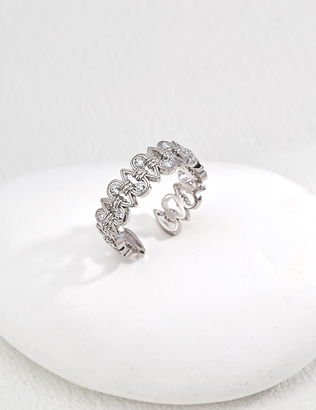 Moonlit Treasure S925 Silver Crown Ring – Luxurious Braided Design