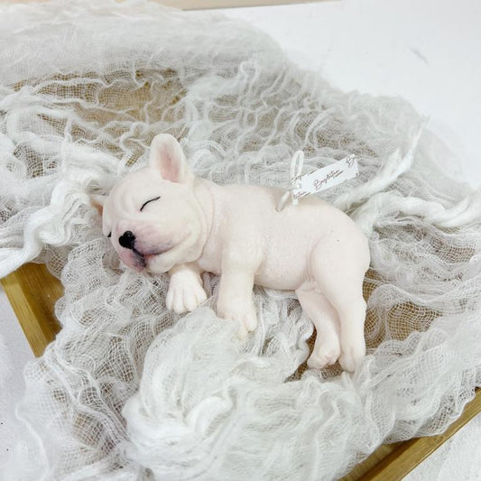 Sleeping French Bulldogs Scented Candle - White