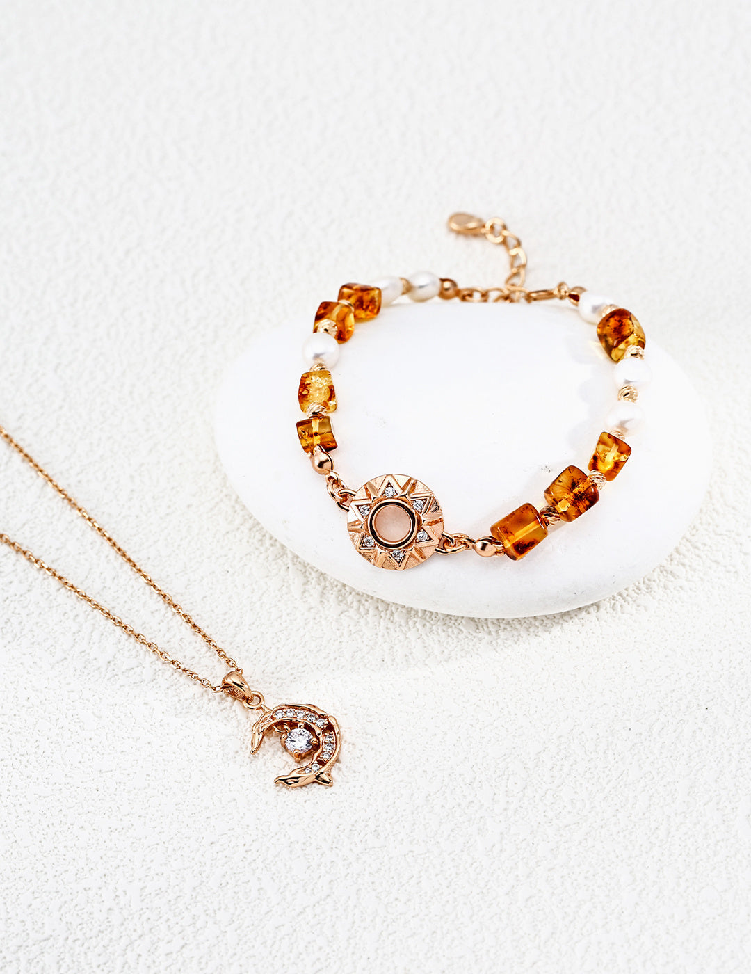 Wish Star Series – Dynamic Moonlight Necklace & Bracelet (Sterling Silver, Adjustable)