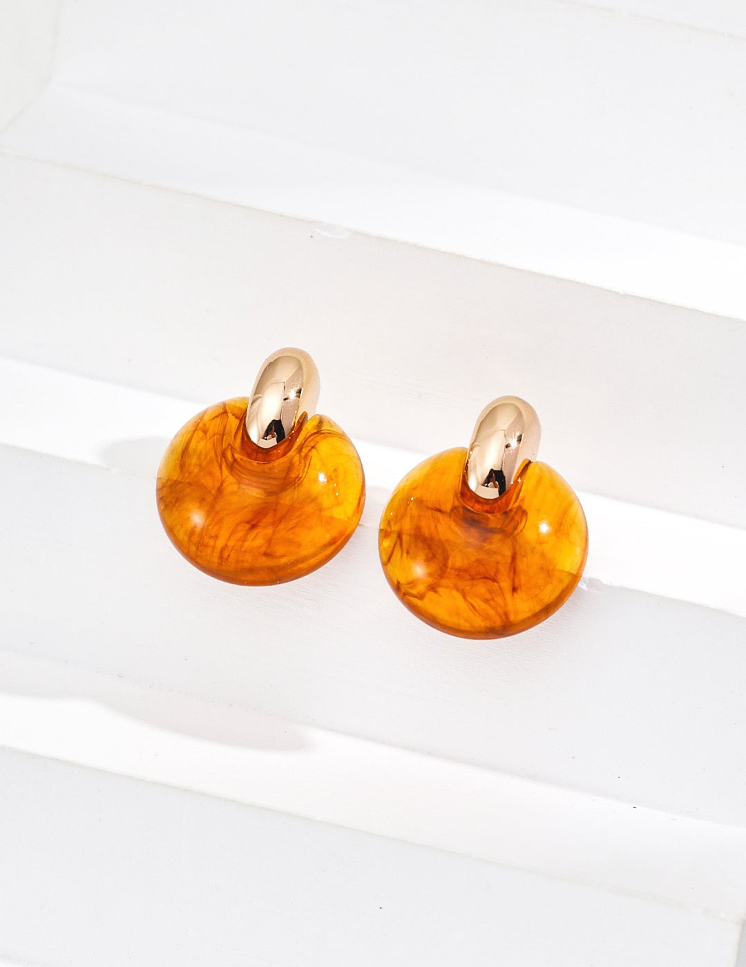 S925 Silver Minimalist Faux Amber Earrings