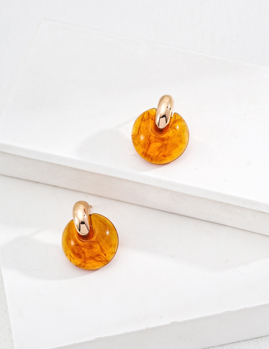 S925 Silver Minimalist Faux Amber Earrings