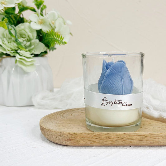 The Tulip Scented Container Candle - Mist Blue