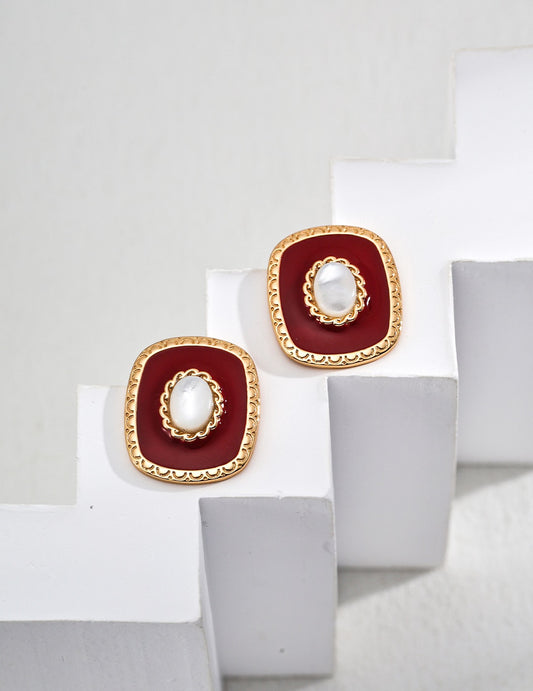 S925 Silver Minimalist Enamel Shell Earrings