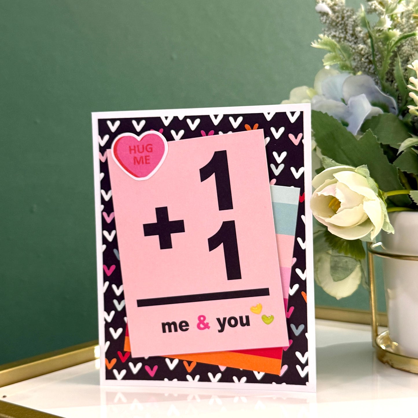 【手作心意卡】心心眼系列情人節卡 - 1 + 1 = me & you