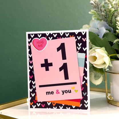 【手作心意卡】心心眼系列情人節卡 - 1 + 1 = me & you